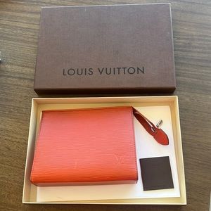 Rare, authentic Louis Vuitton epi leather pouch/clutch with original box
